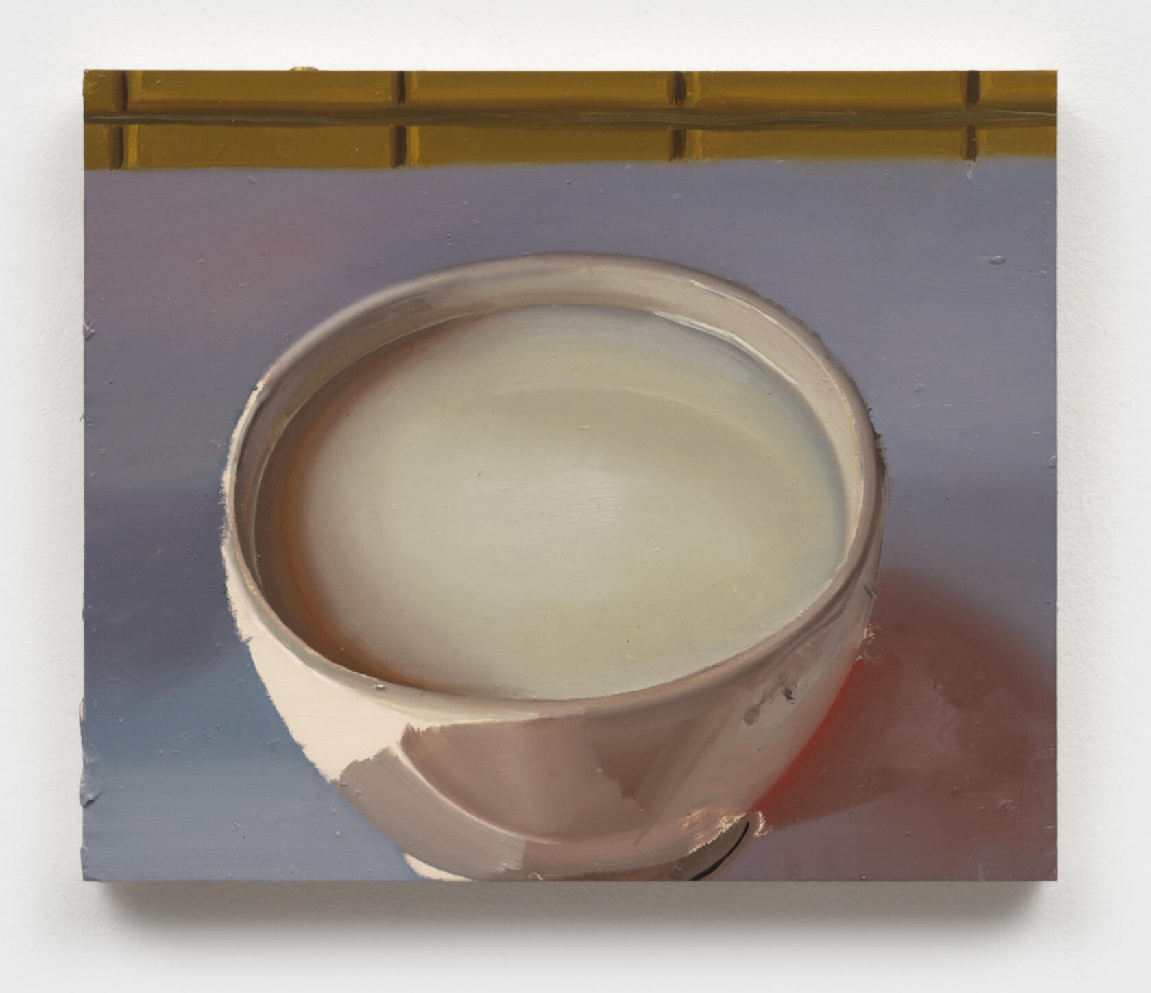 Phoebe Helander, *Bowl of Milk III*, 2025. Oil on wood, 11 1/4 × 13 1/2 inches.
