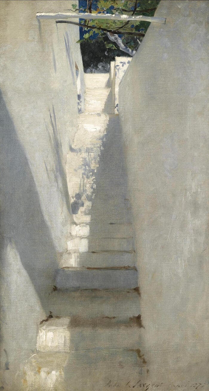 John Singer Sargent, Staircase in Capri, 1878, Oil on canvas, 32 × 18 in.